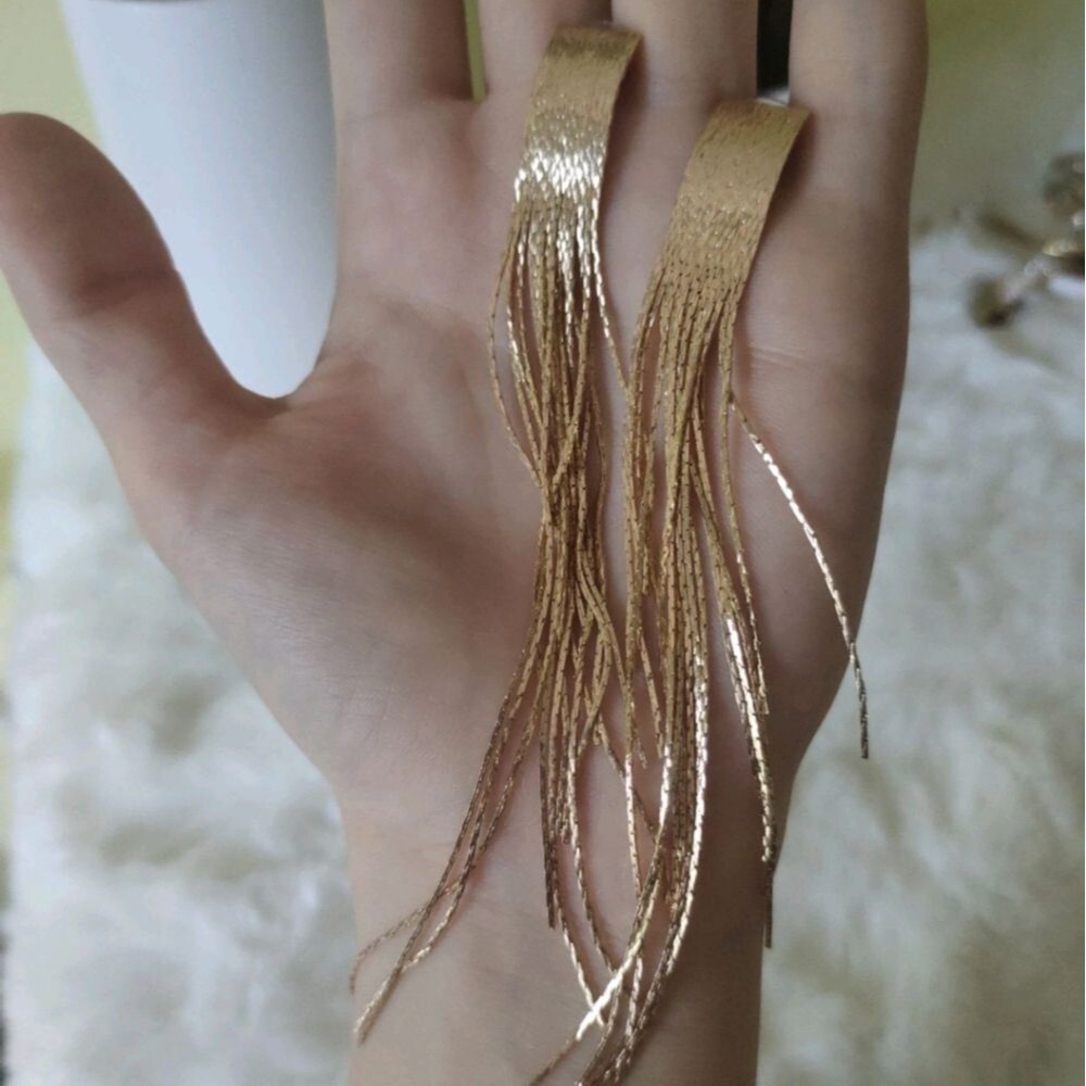 💖 2/$30 Womens Dangle Gold tone long tassel formal party formal sexy earrings - Picture 11 of 11
